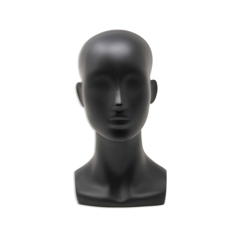 13''H Matte Black Fiberglass Female Head Mannequin Retail Display Fixture
