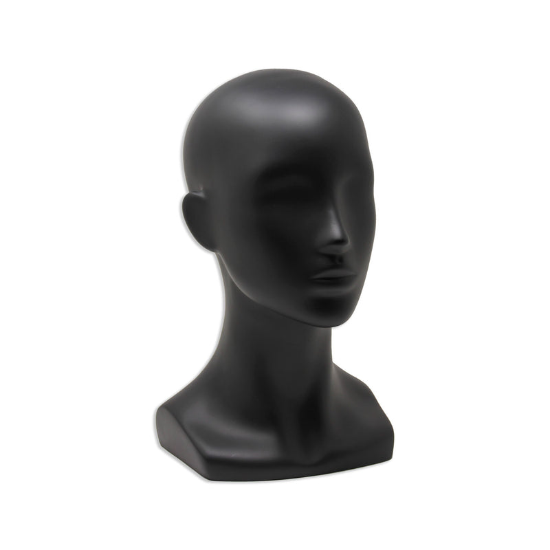 13''H Matte Black Fiberglass Female Head Mannequin Retail Display Fixture