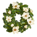 23" Spring Botanical Farmhouse Real Touch Artificial Magnolia Wreath Silk Floral Home Decoration