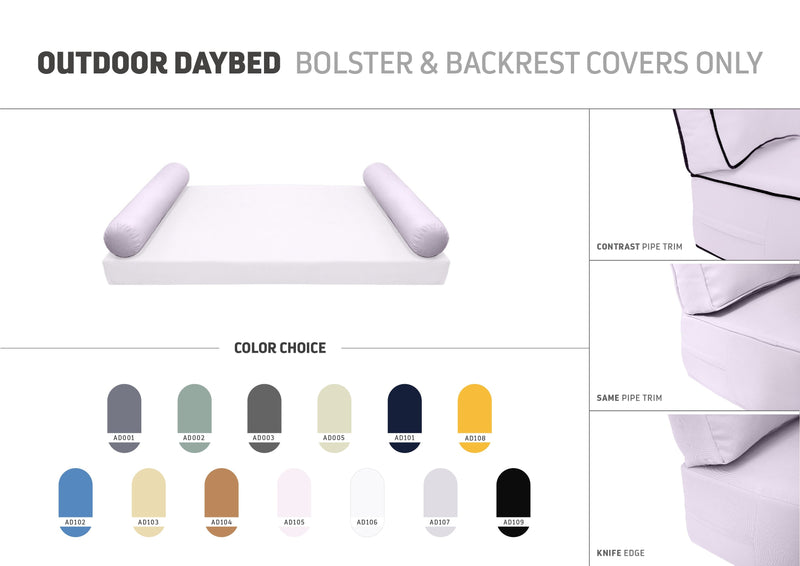 STYLE 5 Bolster Pillow for Outdoor Indoor Daybed Porch Swing Bed Twin Size | COVERS ONLY |