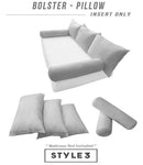 Set of two pillow inserts and two bolster inserts, polyester fiberfill replacement for daybed/porch swing bed, white