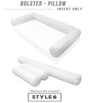 Set of three bolster inserts, polyester fiberfill replacement for daybed/porch swing bed, white