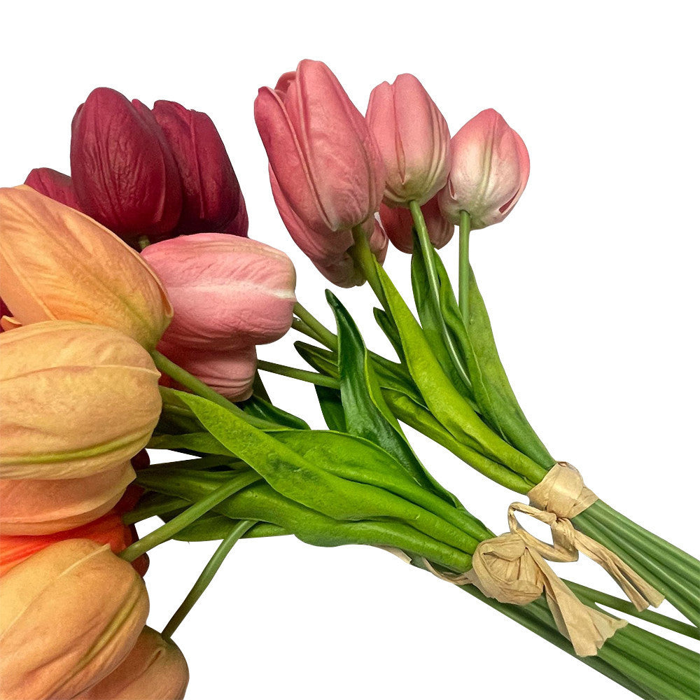 Assorted 15'' Real Touch Tulip Bundle Silk Floral Artificial Foam Tulip Flower Bouquets