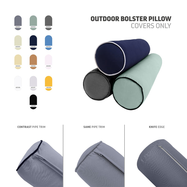 |COVER ONLY| Medium Size 24"x6" Outdoor Bolster Pillow Water Repellent Decorative Bolster Pillow for Porch Swing Couch Sofa Cushion Patio Furniture
