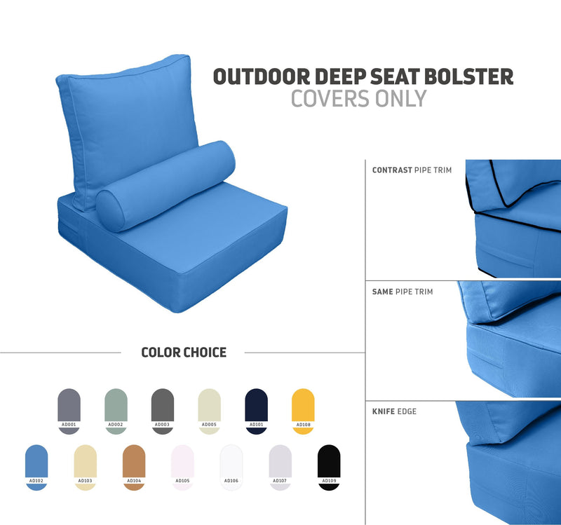 |COVER ONLY| Outdoor Deep Seat Cushion with Bolster, Water Repellent, Patio Deep Seat Backrest Cushion Bolster Pillow Slipcovers Replacement