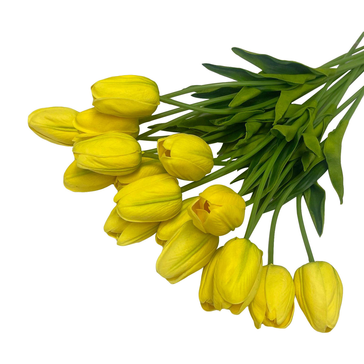 18 Pc Artificial Foam 15" Real Touch Yellow Tulip Bundle Flower Faux Flower Silk Floral