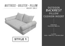 Insert-only daybed/porch swing set with mattress foam, two pillow inserts and two bolster inserts, white