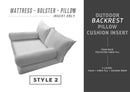 Insert-only daybed/porch swing set with mattress foam, two pillow inserts and two bolster inserts, white