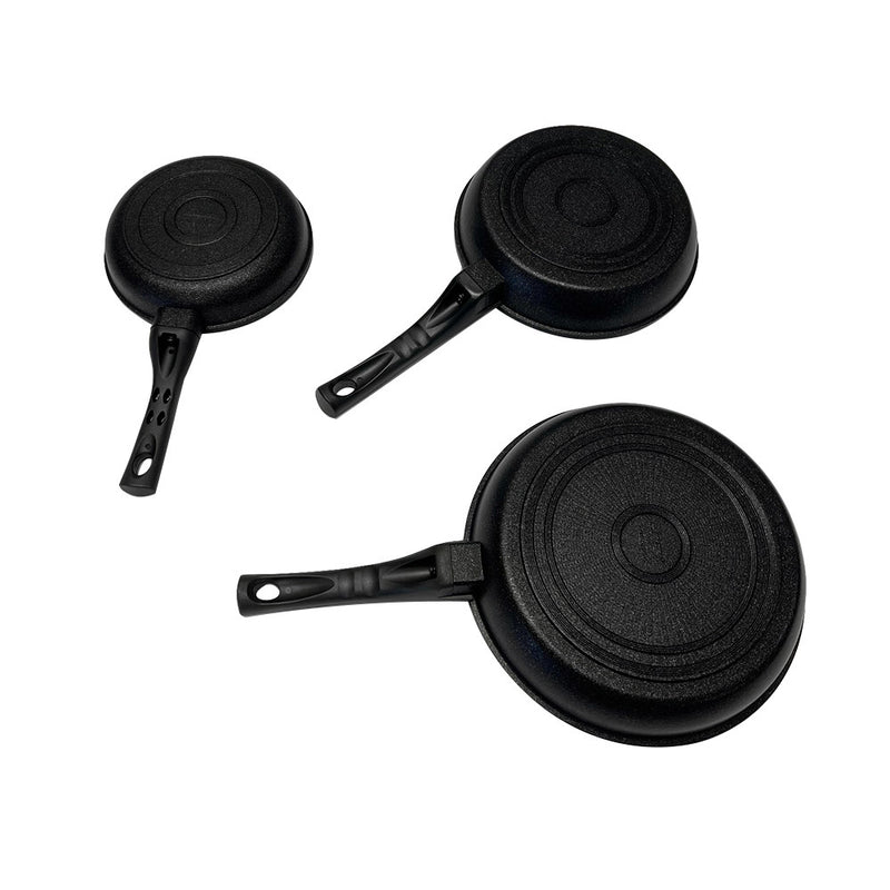 3 Pc Marble Coating Frying Pan Set Non-Stick Cookware 20cm 24cm 28cm