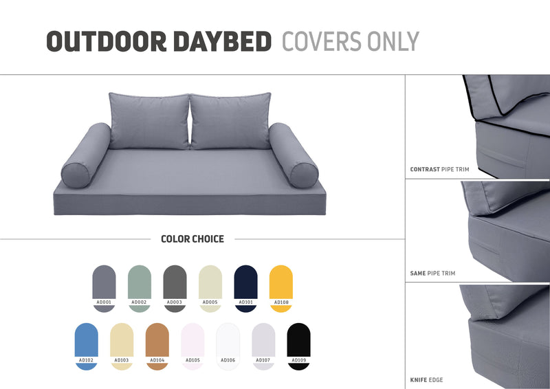 STYLE 1 - Outdoor Daybed Mattress Bolster Backrest Pillow Cushion |COVERS ONLY|