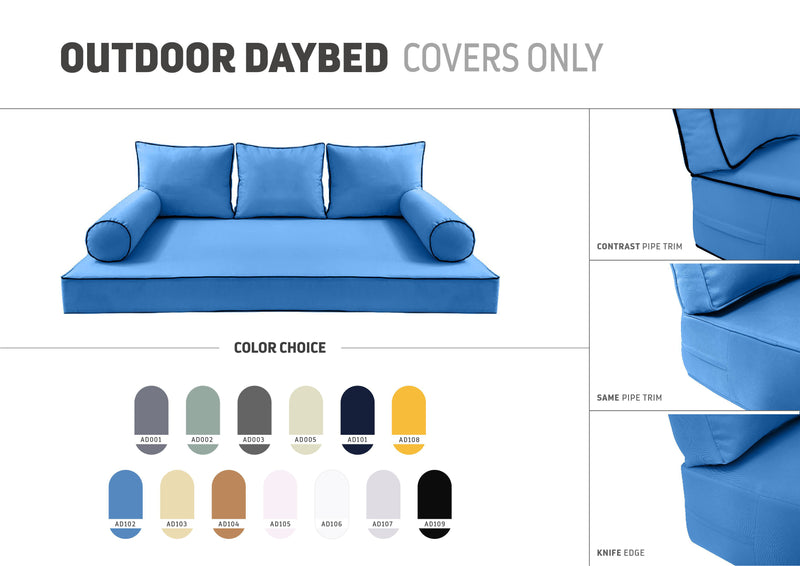 STYLE 3 - Mattress & Pillow Bolster Cushion for Outdoor Indoor Daybed Porch Swing Bed | COVERS ONLY |