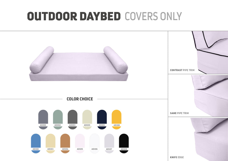 STYLE 5 - Outdoor Daybed Mattress Bolster Pillow Cushion |COVERS ONLY|