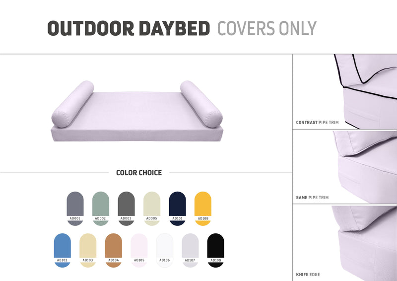 STYLE 5 - Mattress & Bolster Pillow for Outdoor Indoor Daybed Porch Swing Bed Twin-XL Size | COVERS ONLY |