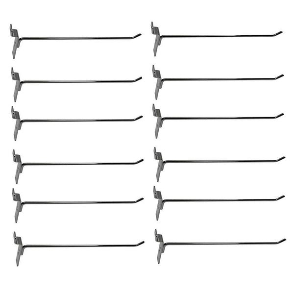 12 Pcs 10'' Chrome Slatwall Hook Hooks Retail Display Wire Metal Hanger