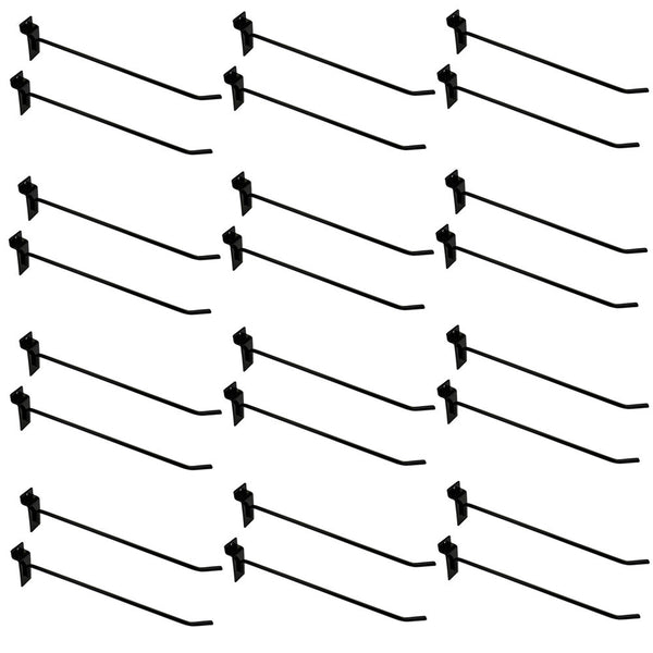 12 Pcs 12'' Black Slatwall Hook Hooks Retail Display Wire Metal Hanger