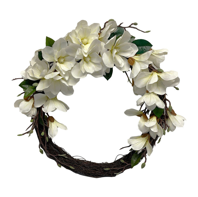 20'' Botanical Artificial Magnolia Wreath Hand Crafted Home Decoration Decor