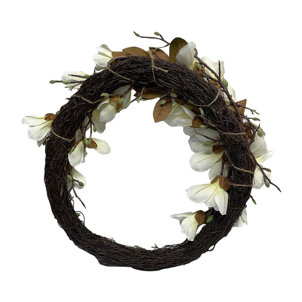 20'' Botanical Artificial Magnolia Wreath Hand Crafted Home Decoration Decor