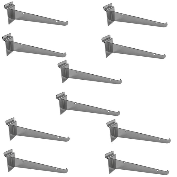 20Pcs 8" Chrome Glass Slatwall Shelf Bracket Retail Display Fixture Metal Hanger