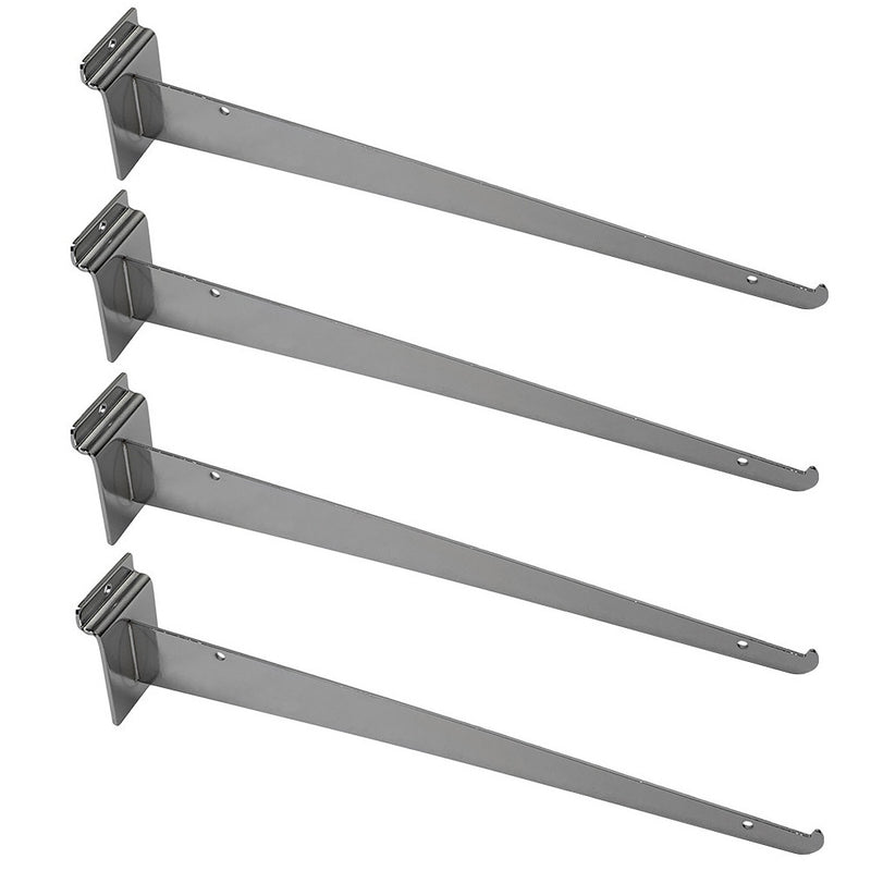 10Pc 14" Chrome Glass Slatwall Shelf Bracket Retail Display Fixture Metal Hanger