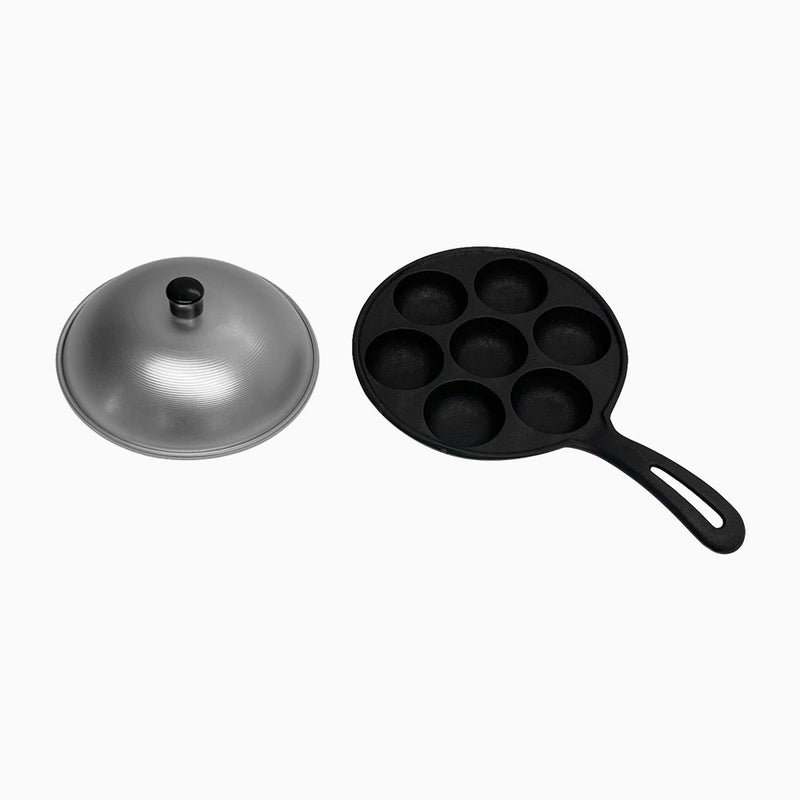 Commercial Chef Cast Iron Danish Aebleskiver Pan 7 Pancake Balls cookw