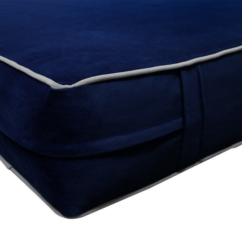 Contrast Pipe 6" Full Size 75x54x6 Velvet Indoor Daybed Mattress Fitted Sheet |COVER ONLY|-AD373