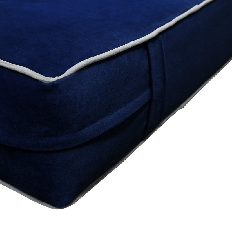 Contrast Pipe 6" Full Size 75x54x6 Velvet Indoor Daybed Mattress Fitted Sheet |COVER ONLY|-AD373