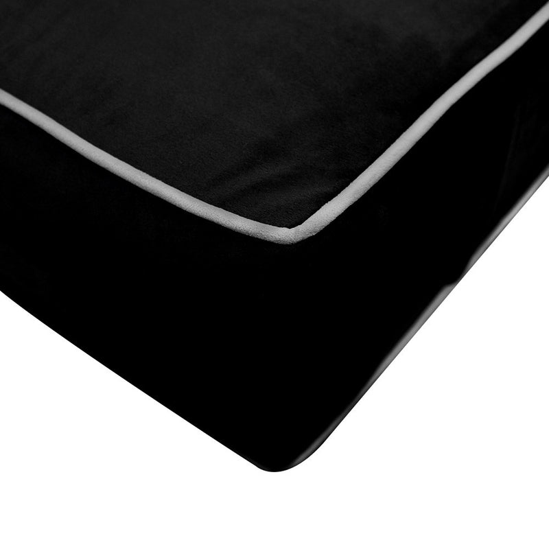 Contrast Pipe 6" Full Size 75x54x6 Velvet Indoor Daybed Mattress Fitted Sheet |COVER ONLY|-AD374