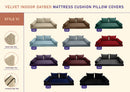 STYLE V1 - Velvet Indoor Daybed Mattress Bolster Backrest Cushion Pillow |COVERS ONLY|