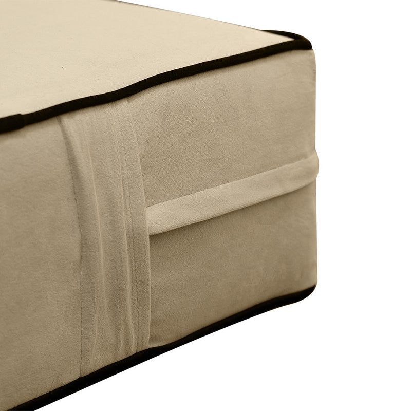 Contrast Pipe 6" Full Size 75x54x6 Velvet Indoor Daybed Mattress Fitted Sheet |COVER ONLY|-AD304