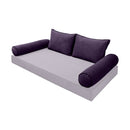 STYLE V1 Twin Velvet Contrast Pipe Indoor Daybed Bolster Pillow |COVER ONLY|AD339