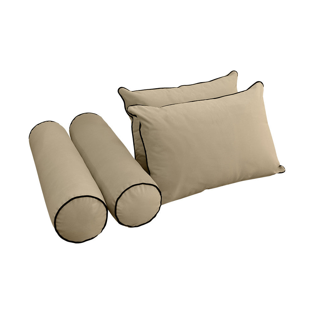 STYLE V4 Full Velvet Contrast Pipe Indoor Daybed Bolster Pillow |COVER ONLY|AD304