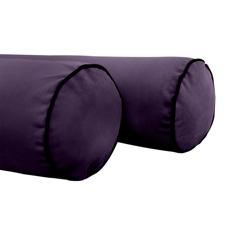 STYLE V4 Full Velvet Contrast Pipe Indoor Daybed Bolster Pillow |COVER ONLY|AD339