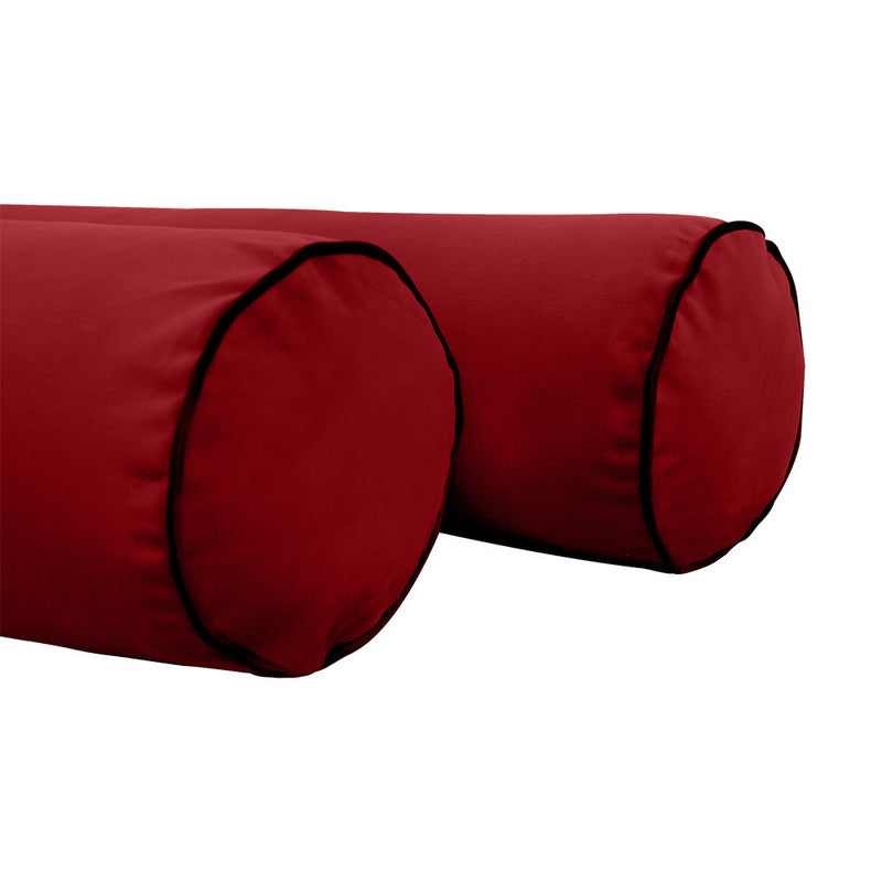 STYLE V4 Full Velvet Contrast Pipe Indoor Daybed Bolster Pillow |COVER ONLY|AD369