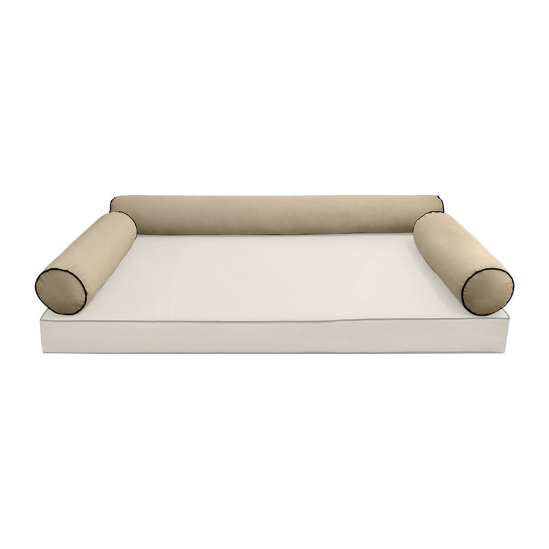 STYLE V6 TwinXL Velvet Contrast Pipe Indoor Daybed Bolster Pillow|CoverOnly|AD304