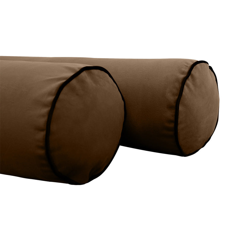 STYLE V5 Full Velvet Contrast Pipe Indoor Daybed Bolster Pillow |COVER ONLY|AD308