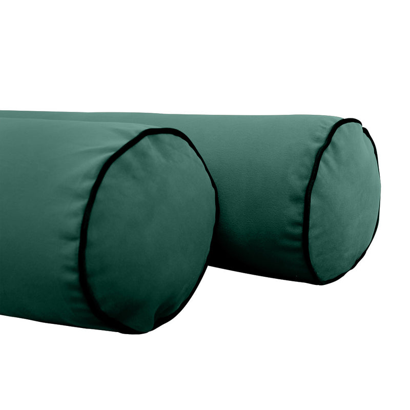 STYLE V5 Full Velvet Contrast Pipe Indoor Daybed Bolster Pillow |COVER ONLY|AD317