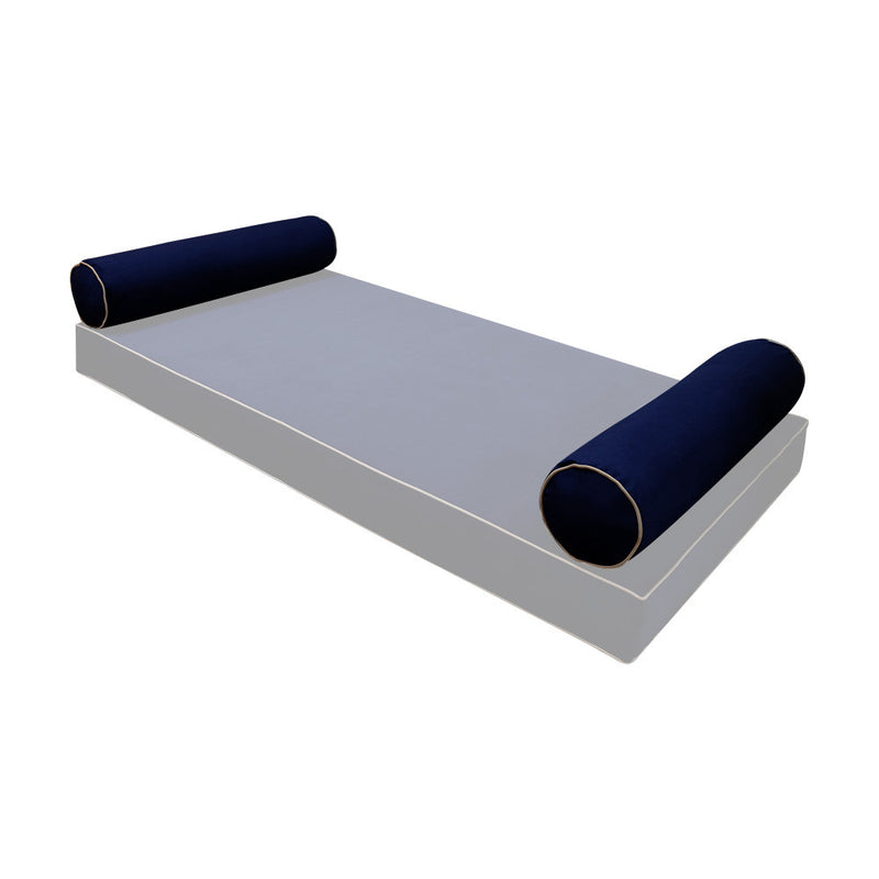 STYLE V5 Twin Velvet Contrast Pipe Indoor Daybed Bolster Pillow |COVER ONLY|AD373