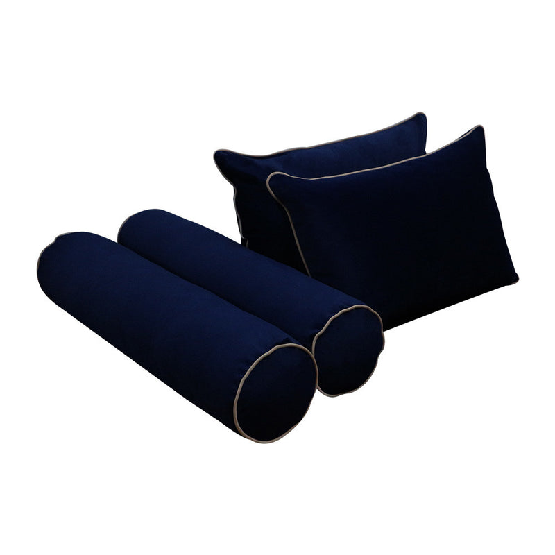 STYLE V4 Twin Velvet Contrast Pipe Indoor Daybed Bolster Pillow |COVER ONLY|AD373
