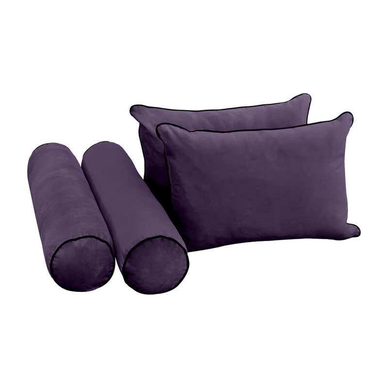 STYLE V4 Twin Velvet Contrast Pipe Indoor Daybed Bolster Pillow |COVER ONLY|AD339