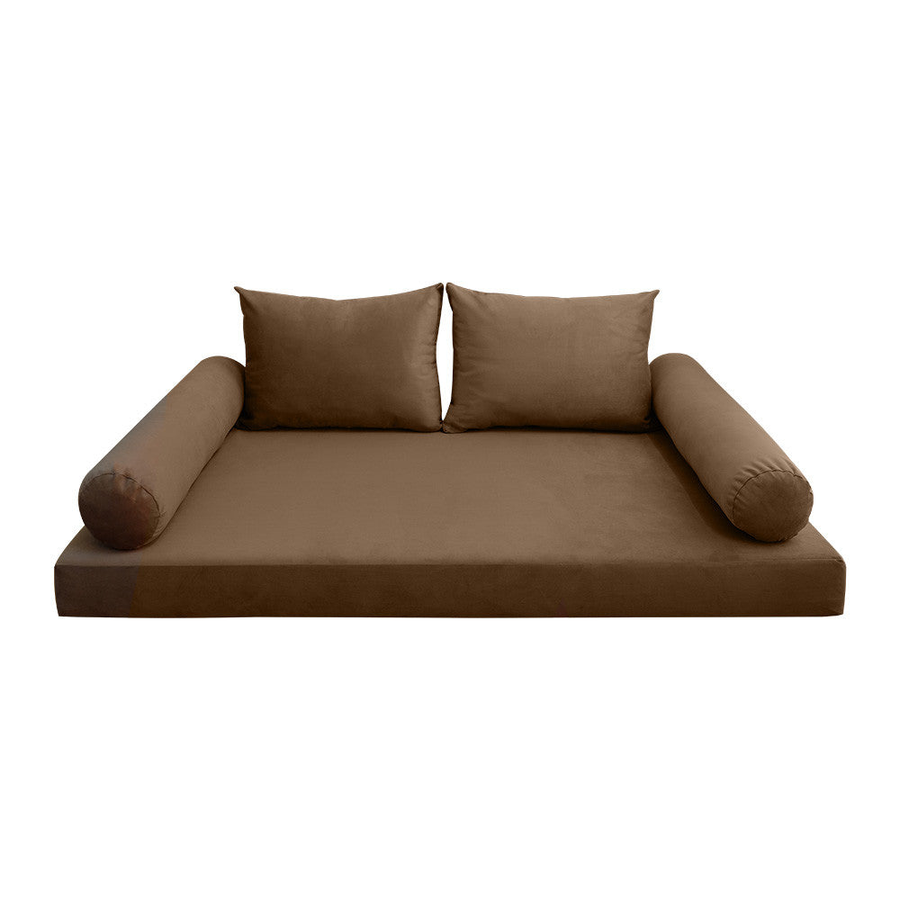 Style V1 Twin-XL Knife Edge Velvet Indoor Daybed Mattress Pillow Complete Set AD308