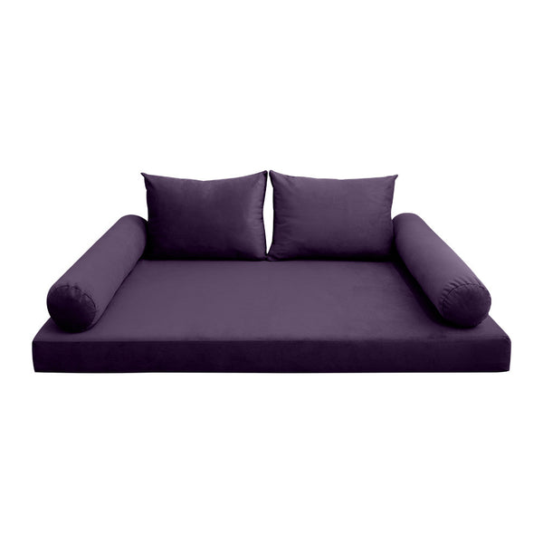 Style V1 Twin Knife Edge Velvet Indoor Daybed Mattress Pillow Complete Set AD339