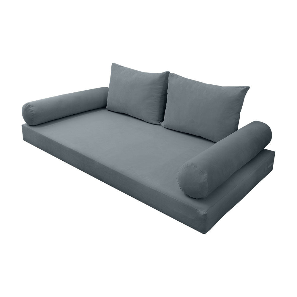 Style V1 Twin-XL Knife Edge Velvet Indoor Daybed Mattress Pillow Complete Set AD347