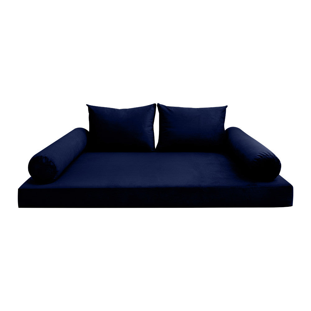 Style V1 Twin-XL Knife Edge Velvet Indoor Daybed Mattress Pillow Complete Set AD373