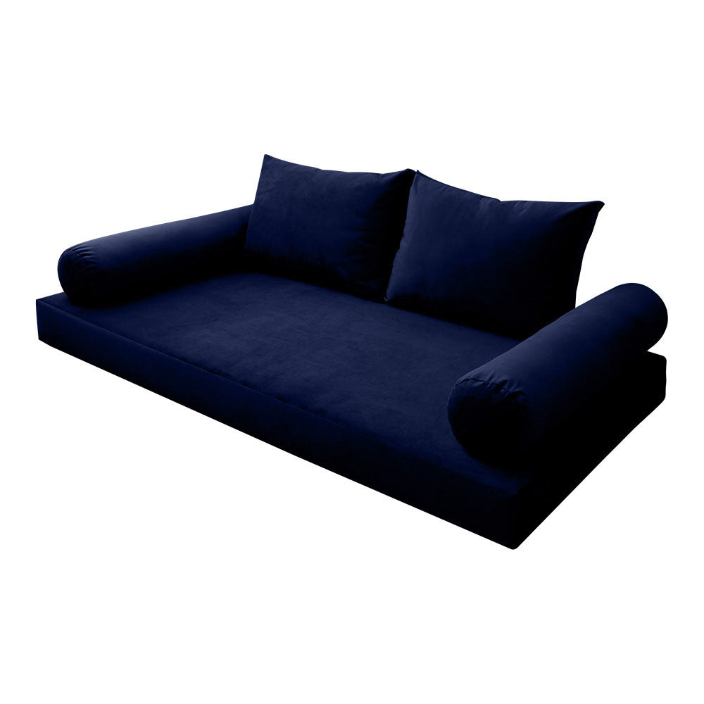 Style V1 Twin-XL Knife Edge Velvet Indoor Daybed Mattress Pillow Complete Set AD373