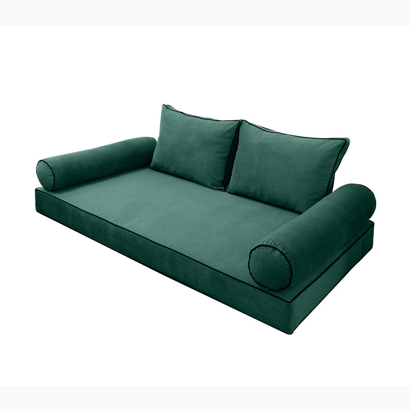 Style V1 Twin-XL Contrast Pipe Velvet Indoor Daybed Mattress Pillow Complete Set AD317
