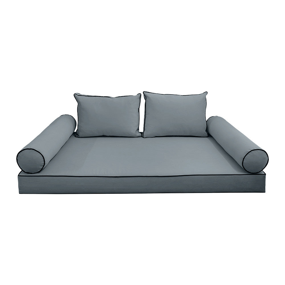 Style V1 Twin-XL Contrast Pipe Velvet Indoor Daybed Mattress Pillow Complete Set AD347
