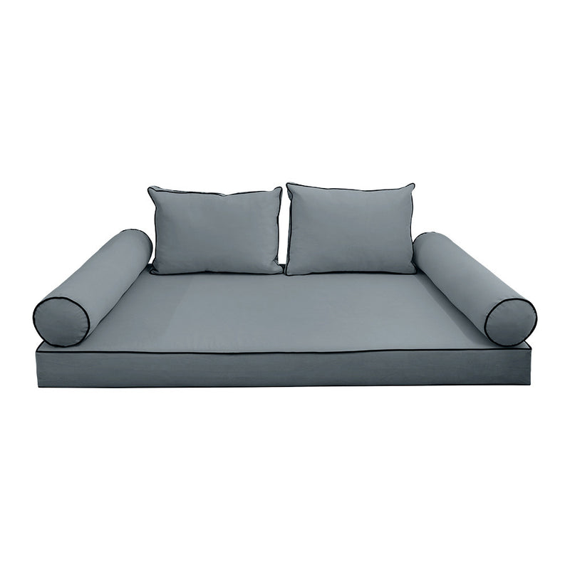 Style V1 Twin-XL Contrast Pipe Velvet Indoor Daybed Mattress Pillow Complete Set AD347