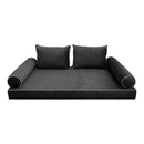 Style V1 Twin Contrast Pipe Velvet Indoor Daybed Mattress Pillow Complete Set AD350