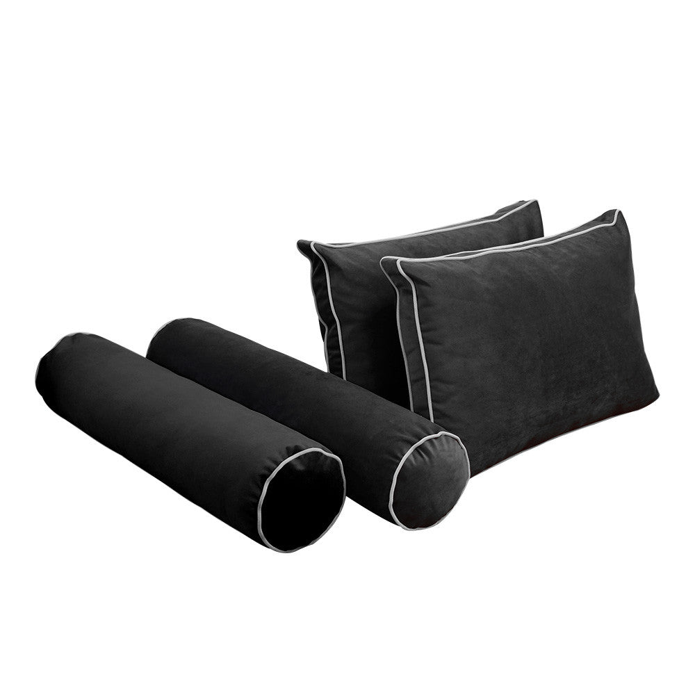 STYLE V1 Full Velvet Contrast Pipe Indoor Daybed Mattress Pillow |COVER ONLY| AD350