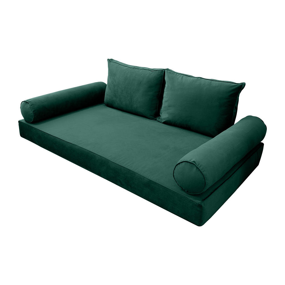 STYLE V1 Full Velvet Pipe Trim Indoor Daybed Mattress Pillow |COVER ONLY| AD317